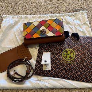 Tory Burch Thea Multi Woven Flat Wallet Crossbody